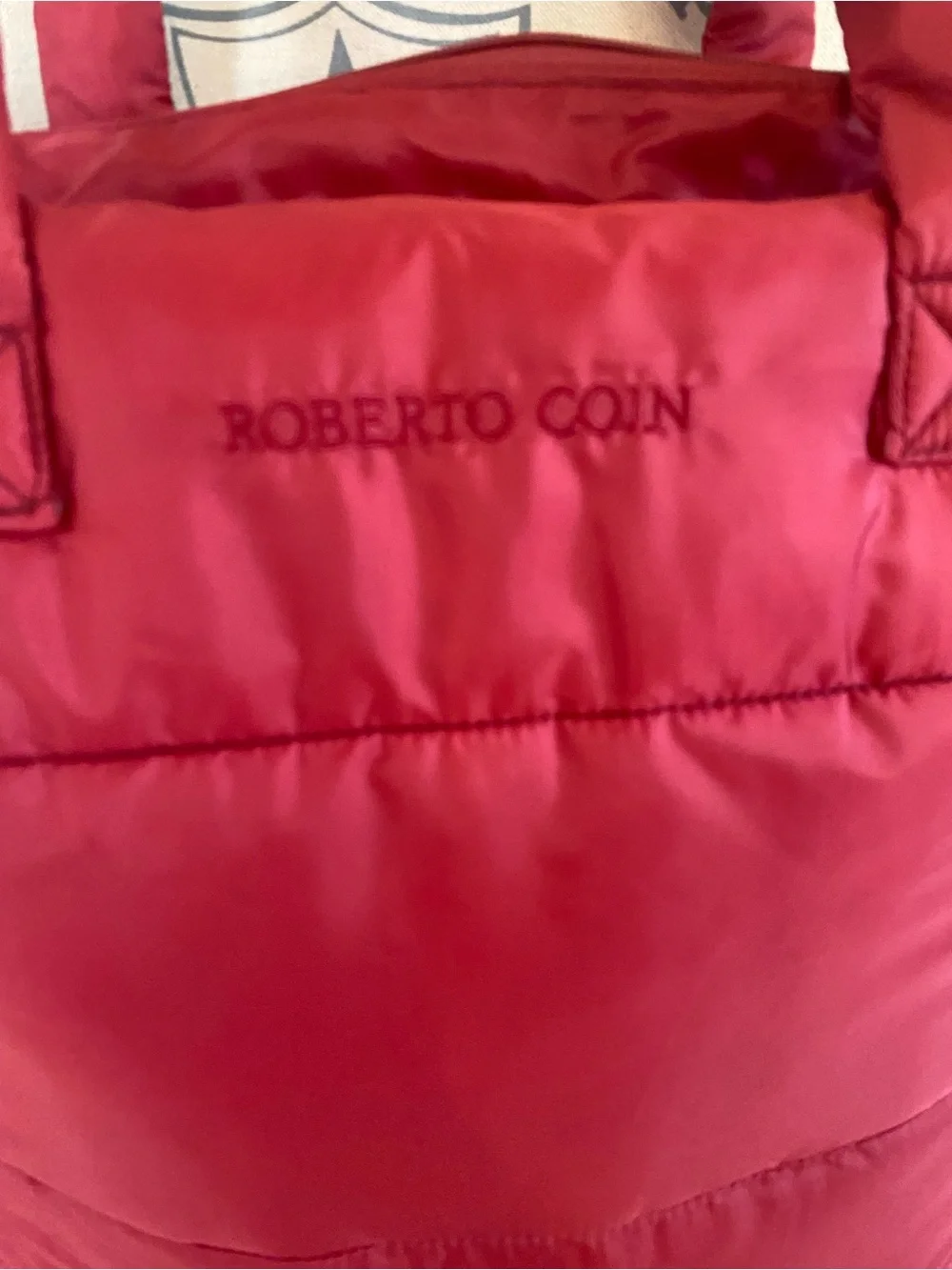 NWOT Roberto Coin Red Quilted Puffer Tote